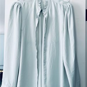 Express, button down blouse, size large, mint color